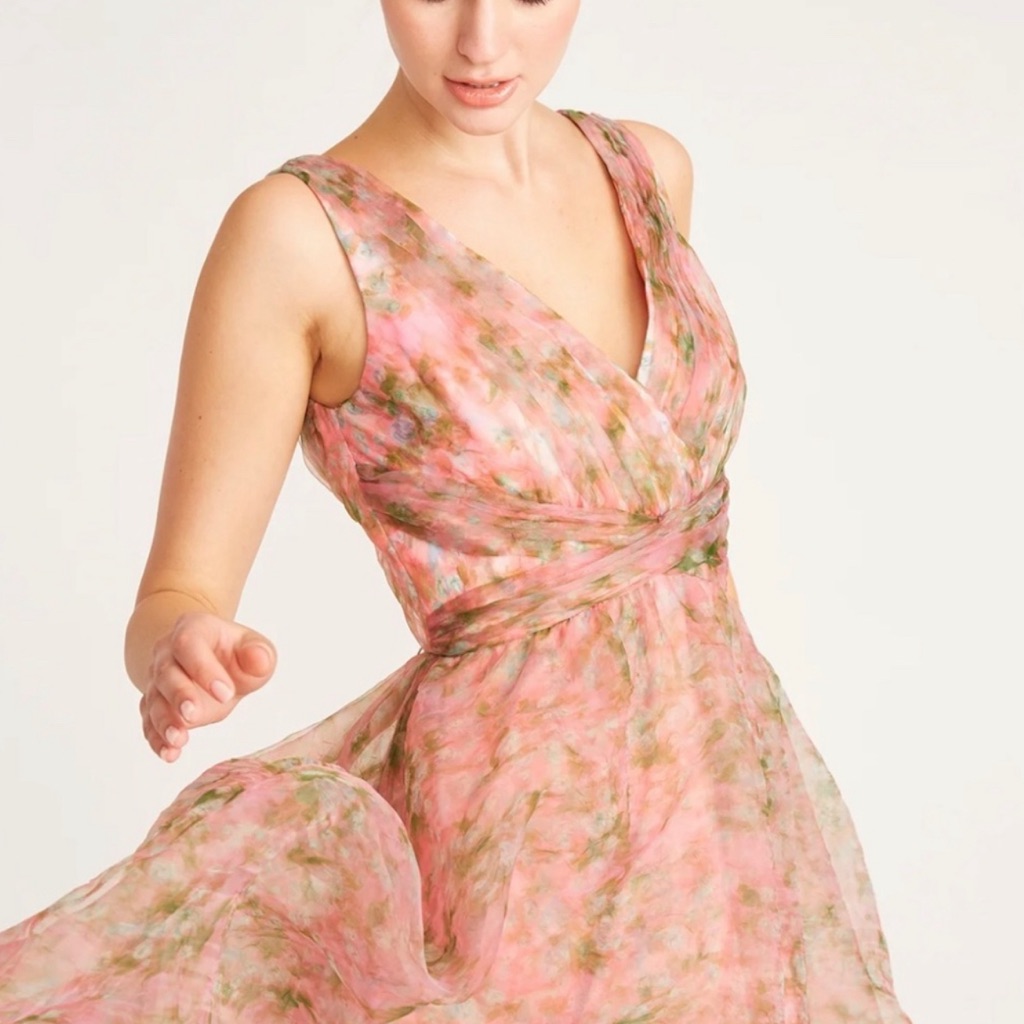 Theia V Neck Tea Length Gown - Connor Style. New With Tag!
